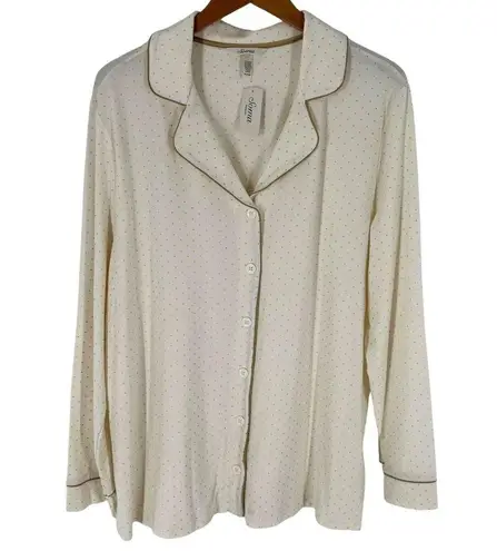 NWT Soma Ivory Gold Pin Dot Cotton Jersey Pajama Shirt Size XXL Top