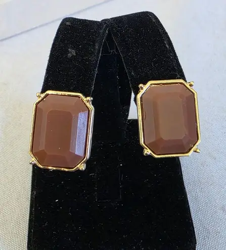 Gold And Latte Taupe Statement Necklace and Earrings Set Brown