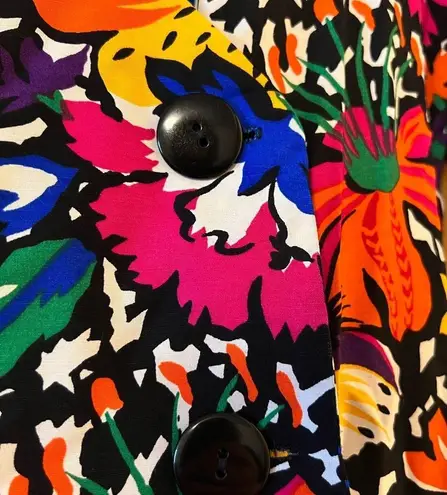 Tropical Flowers Pop Art to Wear Bold Hearts Blazer Jacket Vintage Size 11 12