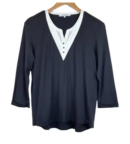 Gerard Darel Paris blouse women's XS pleated V neck long sleeve modal cotton