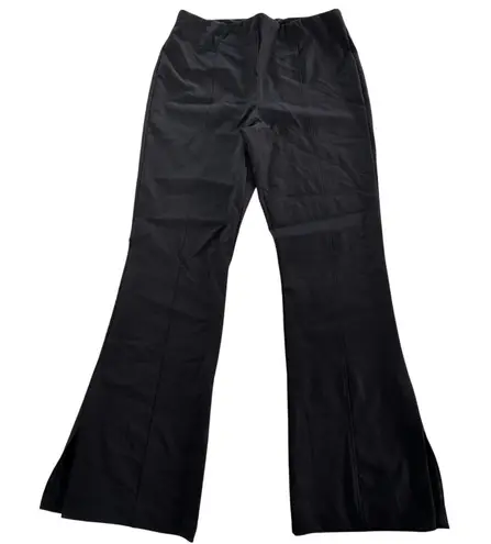 House of Harlow 1960 Pants Womens 12 Flare Stretch Pull On High Rise Slit Hem Black