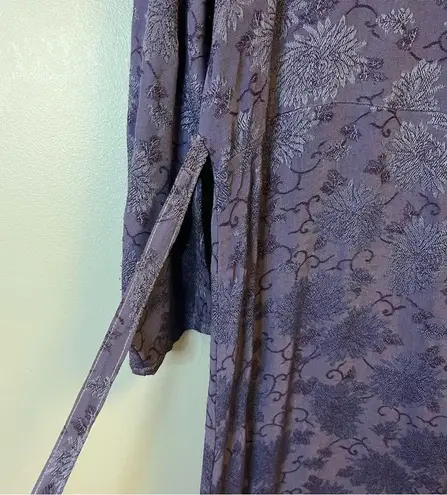 Bryn Walker Vintage Dress Purple Midi Button Front Jacquard Dress Tie Sz M GUC