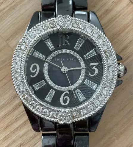 Judith Ripka Ceramic Bracelet Ladies Watch Pearl Dial Crystal Embellishments