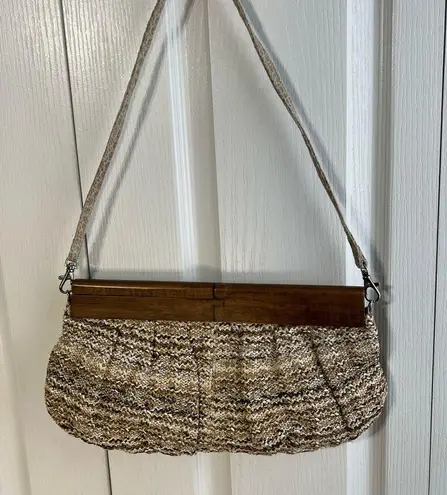 Sondra Roberts SR2  Wooden Trim Weave Clutch