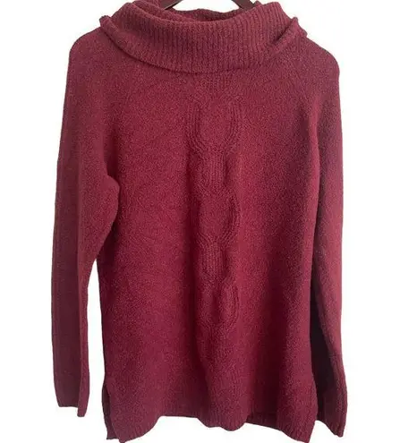 Caslon  Women Sweater Cowl Neck Pullover Long Sleeve Boil Knit Side Slits XS Red