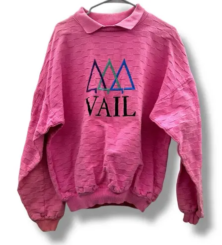 Vintage Wek The World Vail Pink Textured Long Sleeve Pullover Sweater Sz L Size L