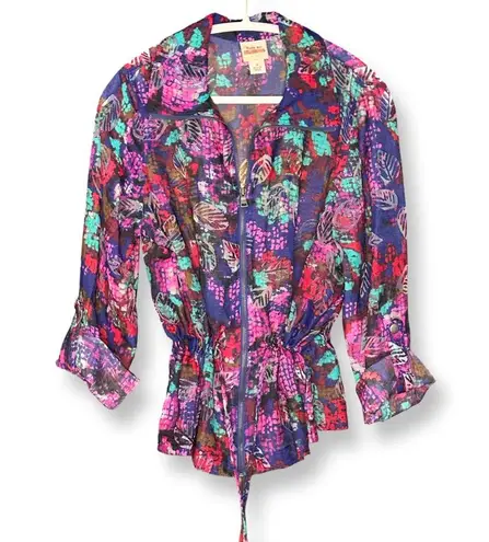 Ruby Rd Favorites Mesh Floral Lightweight Jacket Sz 14