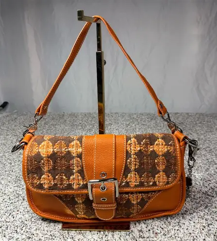 Isabella Fiore Women's Brown Tweed Shoulder Bag Casual Handbag