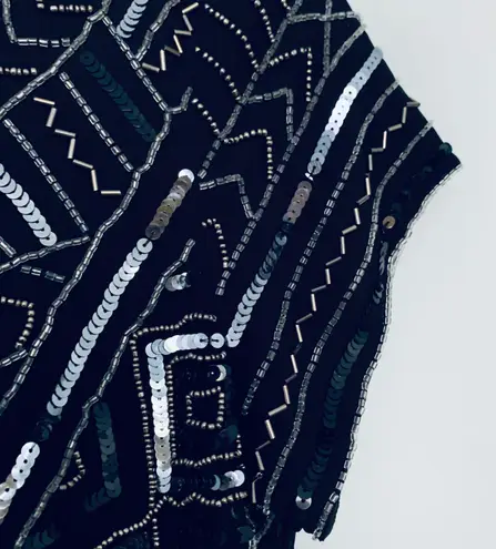 Parker Black Sequin Beaded Mini cocktail Party Dress