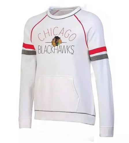 NHL Chicago Blackhawks Women's Fleece Crew Sweatshirt, Small White