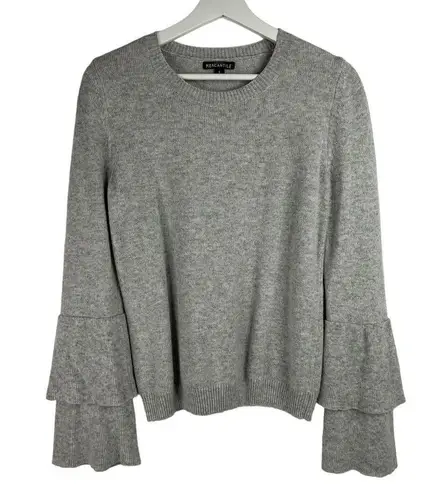 J Crew Mercantile Size S Sweater Gray Ruffle Tiered Bell Sleeve Wool Blend J7850 - Image 2