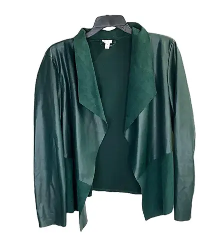 Dress Barn  Dark Hunter Green Faux Leather/Suede Open Blazer Women Medium