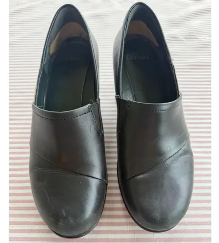 Dansko Rosaline Women's Black Wedge Clog Shoes Size 39 8.5 Casual