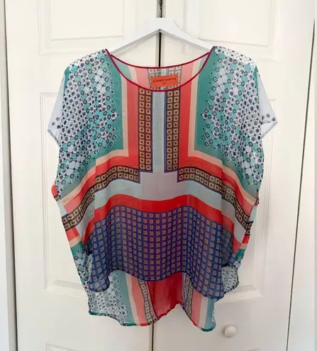 Clover Canyon 100% Silk Wide Flowy Oversized Sheer Top Blouse Size XS