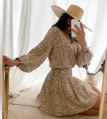 GIRL AND THE SUN Leopard Print Tan Mini Dress Size XS