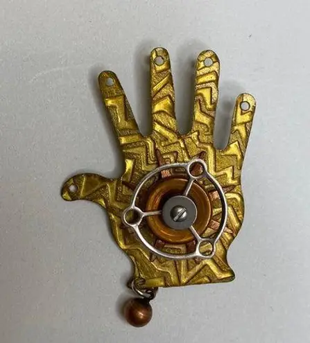 Beth Piver Designs Vintage 90’s Steampunk Pin Handmade Mixed Metals Handmade