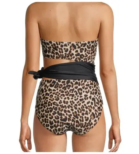 DKNY  Suntan ​Leopard Print Brown & Black Cutout Tie One Piece Swimsuit 10 NWT