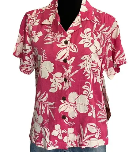 Caribbean Joe NWT  Pink Women’s Hawaiian Aloha Shirt Size Medium