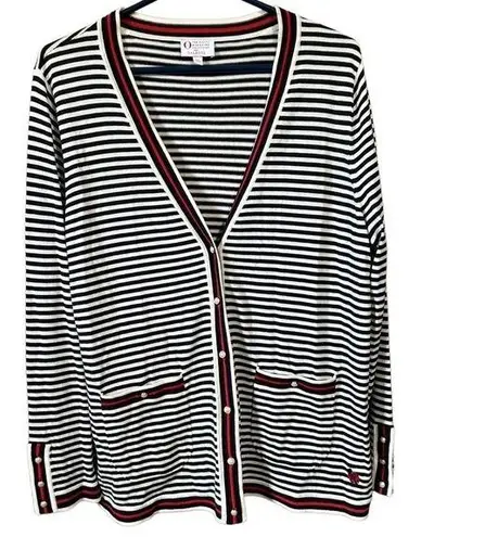 Talbots  The Oprah Magazine Collection Navy Stripe Nautical Button Down Cardigan