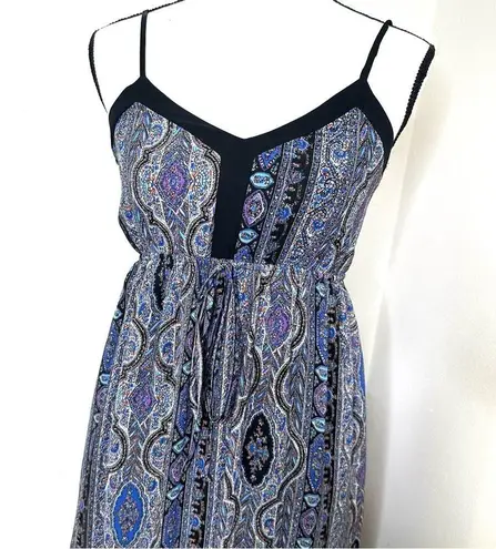 Doe & Rae Bohemian Maxi Long Dress Women Size X Small Blue Sleeveless