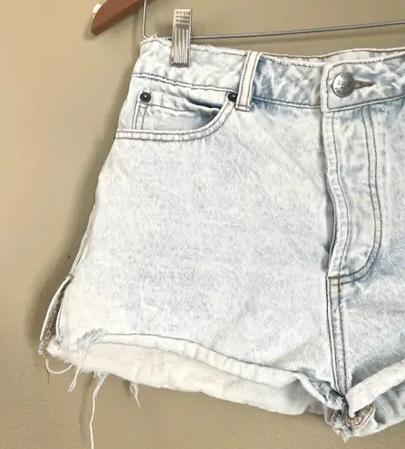 Amuse Society Acid Wash Shorts White Blue Size 28 High Rise Button Fly Distressed