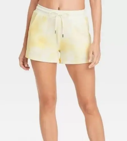 Stars Above by Target Women's Soft Fleece Lounge Shorts Tie dye yellow/white Large