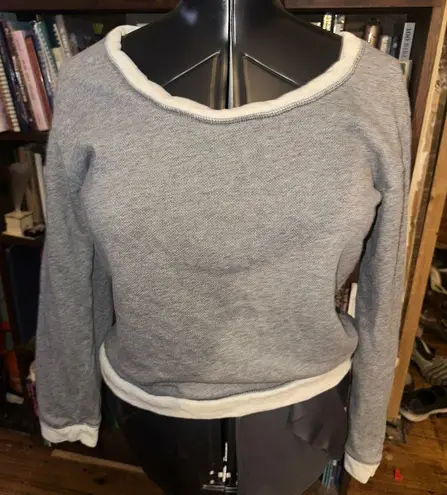 J Crew terry cloth gray cropped minimalist M sweatshirt Blue Size M