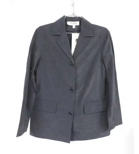 Womens Emanuel Ungaro Linen Blend Blazer Jacket Slate Blue Shimmer S NWT $265