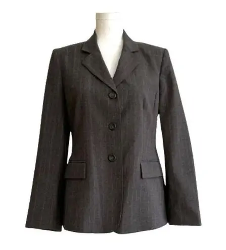 Evan Picone Suit Blazer Gray Pinstripe Faux Flap Pockets Blazer Jacket Size 6