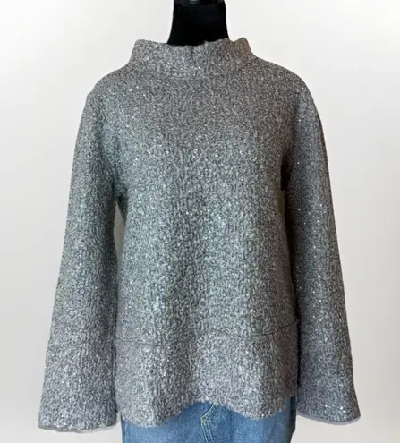 Soft Surroundings Sedona Grey Sequin Mock Neck Sweater Top Tunic Women's XL Wool