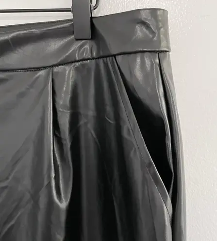 H by Halston New Halston Faux Leather High Rise Straight Leg Ankle Pants Black