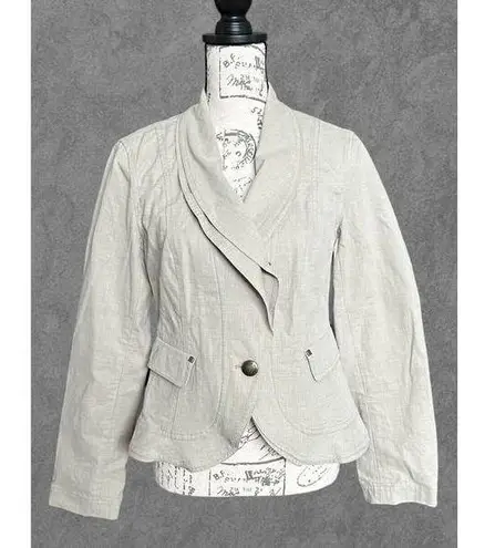 Lafayette 148 NY Khaki Textured Canvas Blazer Size 4 Tan