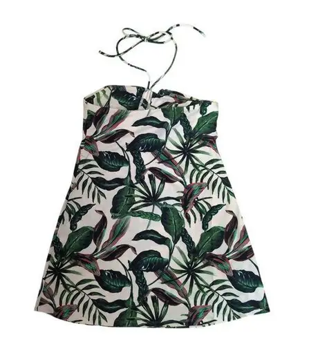 ANDIE NWT Waikiki Dress Ivory Palm Tropical Print Sleeveless Halter Size S