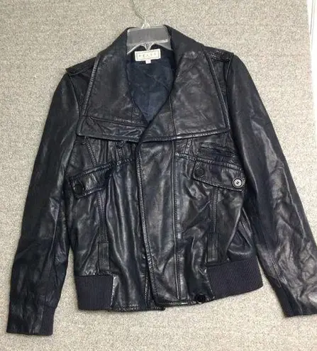 Pelle Studio Adult‎ Jacket Medium 100% Leather Black Y2K Bomber