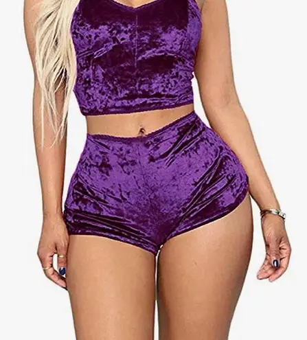 Popular 21 dolls kill purple velour velvet crushed lounge low rise shorts