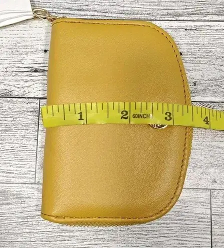 Anne Klein  Curved Card Case Dijon Yellow New Tags With Gold Tone Chain Latch