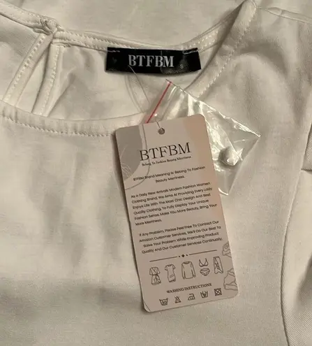 BTFBM women’s Midi swing flowy dress tiered cotton white Size S NWT