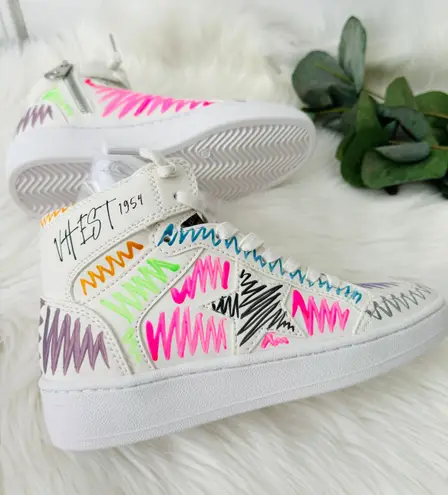 Vintage Havana Artsy Multi Swirl High-Top Leather Sneakers, Size 5.5