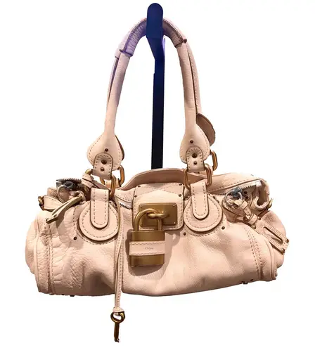 Chloé CHLOE PADDINGTON Blush Ivory Leather Paddington Handbag with Lock and Key