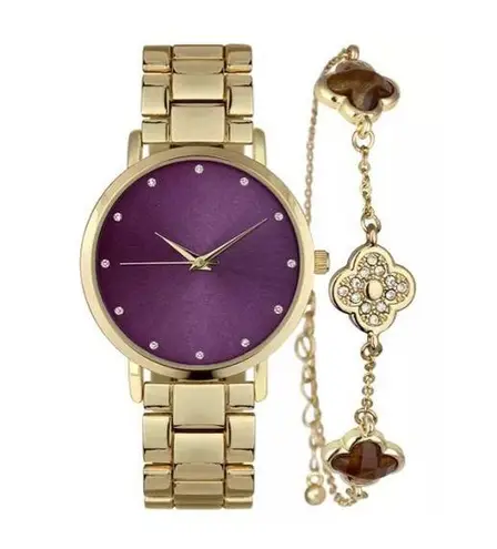 INC Gold-Tone Bracelet Watch 38mm & Bracelet Set, New in Box