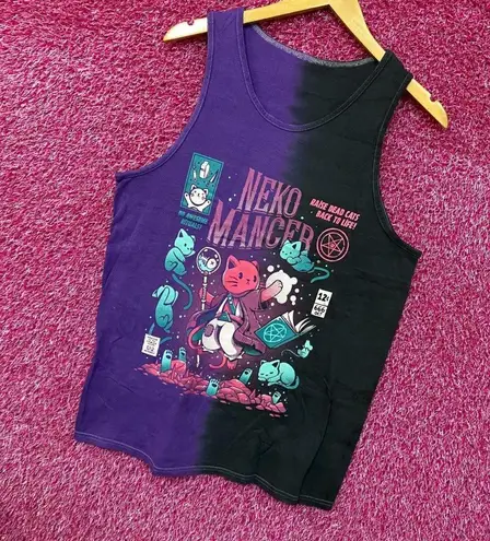 Neko Mancer Gothic Kawaii Cats Split-Dye Tank Top L