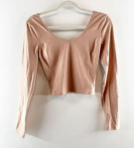 Lululemon  Align Long Sleeve Cropped V Neck Top Shirt Pink Clay 4