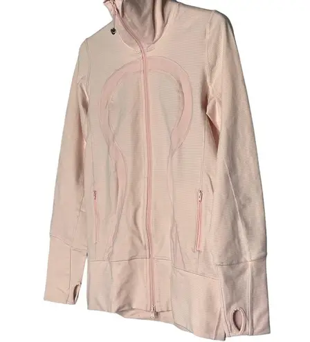 Lululemon  In Stride Jacket Tonka Stripe Pretty Pink Size 8 Full Zip