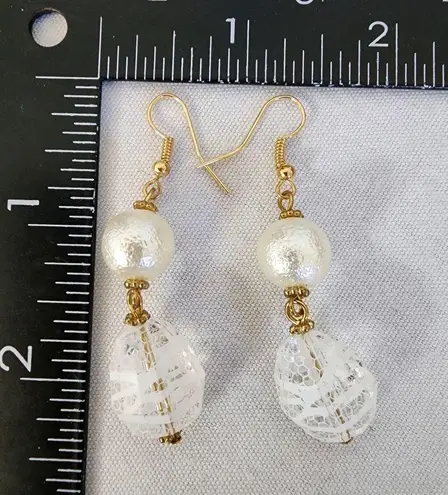 Gold Mixed Media Statement Necklace and Earrings Set