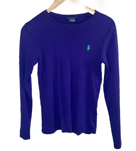 Ralph Lauren Sport Purple Preppy Long Sleeve logo Shirt medium