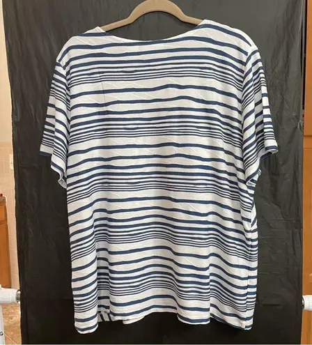 Catherines Navy and White Striped XL Top Nautical Yacht Resort Vacation Cruise Blue