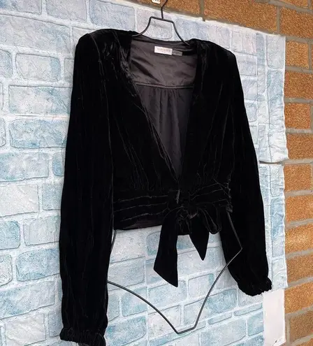 Ramy Brook Womens Jaxon Velvet Long Sleeves Cropped blazer top size medium