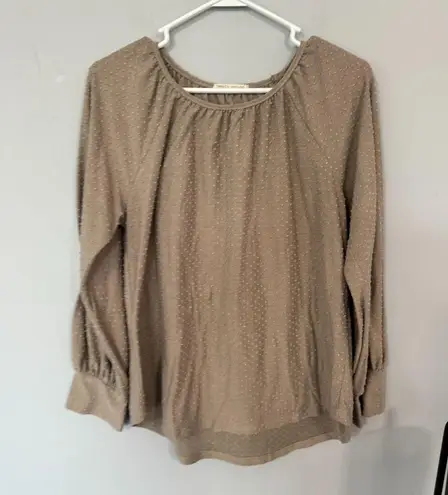 Twenty Second Light Brown Long Sleeve Top Women's Approx Size Large Modest