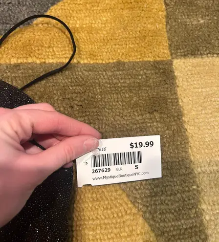 NWT Black Glitter Sparkly Two Piece Matching Set Crop Top Ruched Mini Skirt S - Image 3