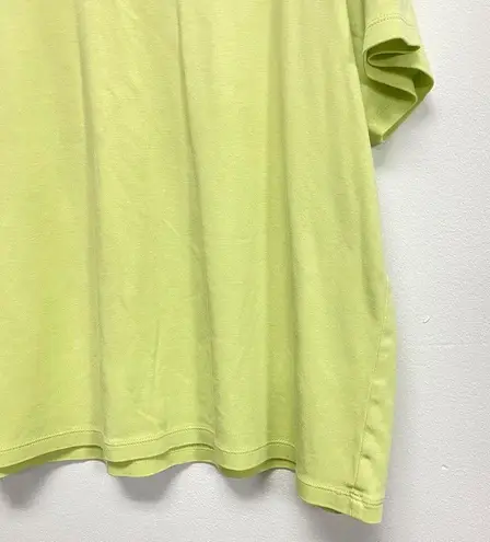 L.L.Bean  Women's Plus 2X Lemon Green 100% cotton VNeck Top Blouse Comfort Tee